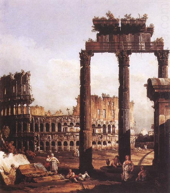 BELLOTTO, Bernardo Capriccio with the Colosseum china oil painting image
